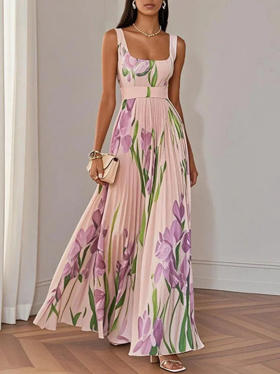 SOPHIE - LUXURIÖS PLISSIERTES MAXIKLEID MIT BLUMENMUSTER
