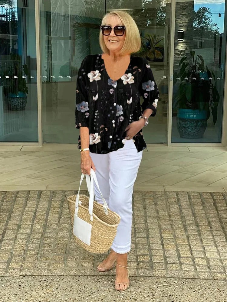 MARLOE - ELEGANTE BLUSE MIT BLUMENMUSTER