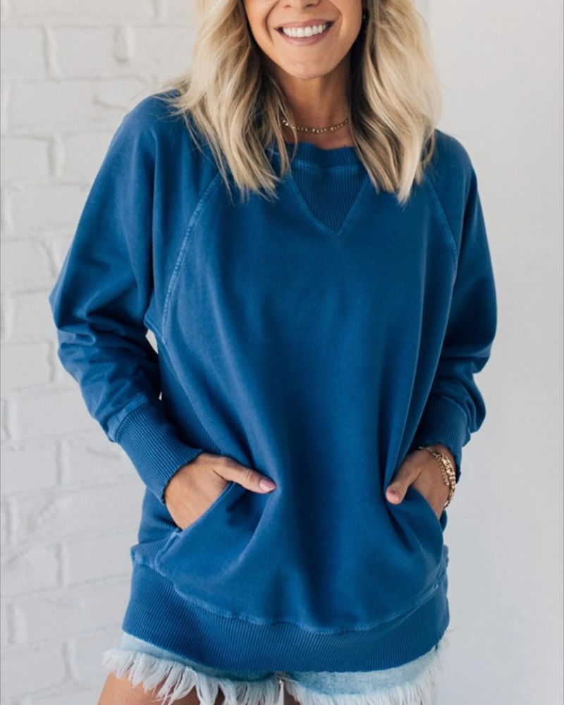 Sophie® | Pullover mit gerippten Einsätzen und Taschen