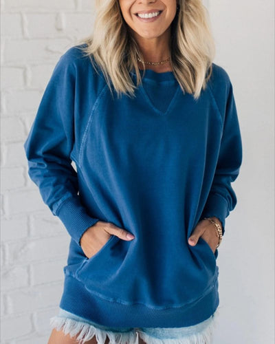 Sophie® | Pullover mit gerippten Einsätzen und Taschen
