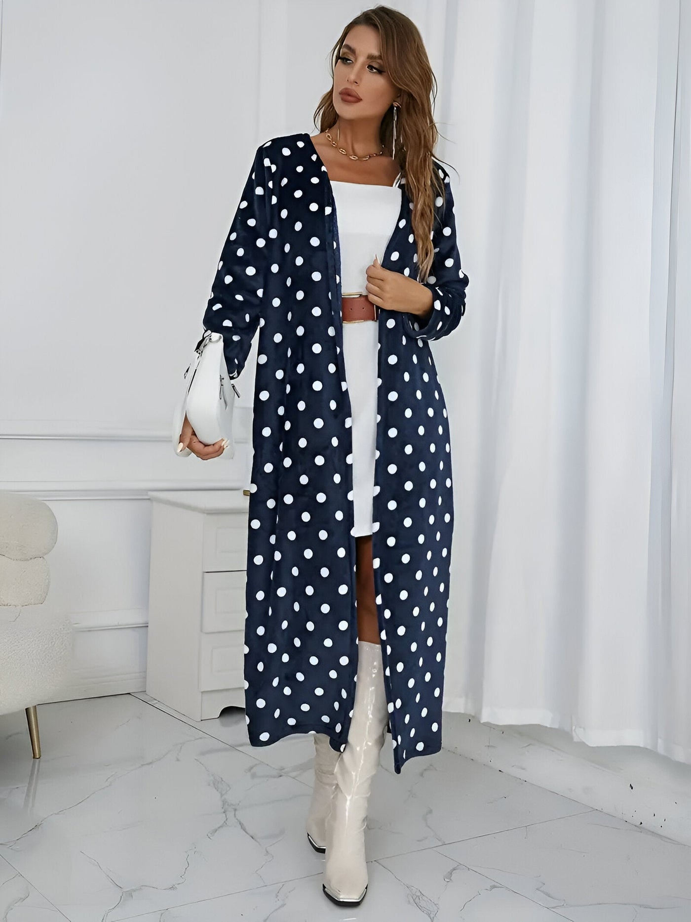 Cornelia | Dalmatiner-Muster Midi-Cardigan
