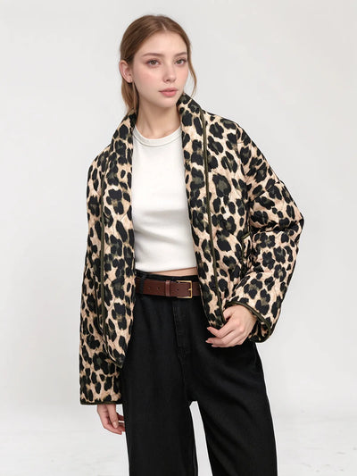 Winterjacke mit Leopardenmuster für Damen