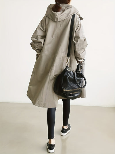 Florencia® | Langärmliger Trenchcoat mit Kordelzug und Kapuze