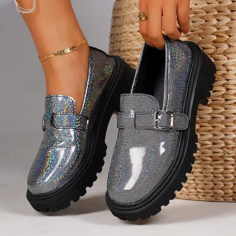 Maxime - Schimmernde Plateau-Loafer für Damen