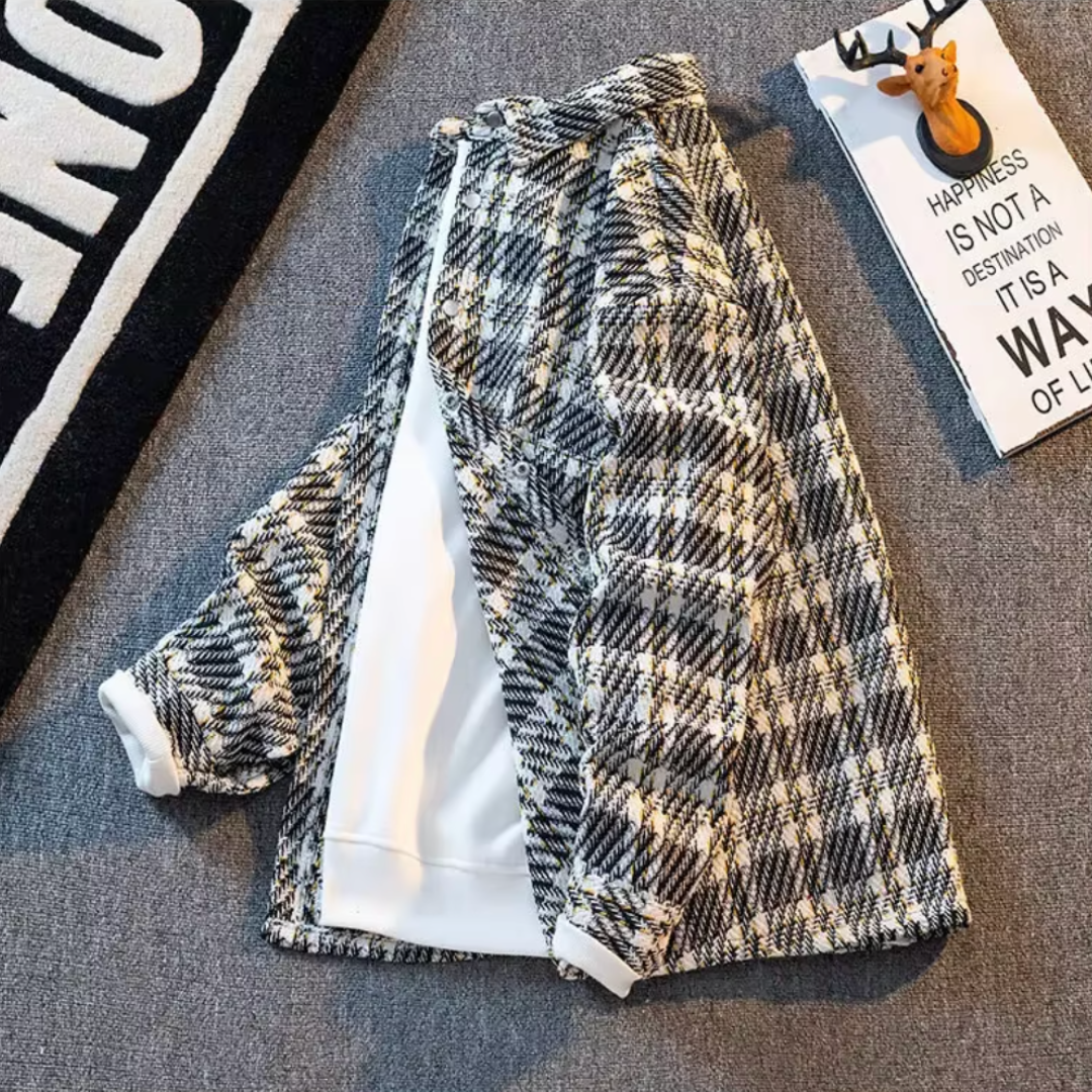 Karierte Strickjacke für Herren