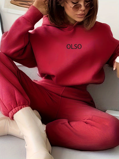 Elsa® | Set aus Kapuzenpullover und Jogginghose mit Buchstaben-Print