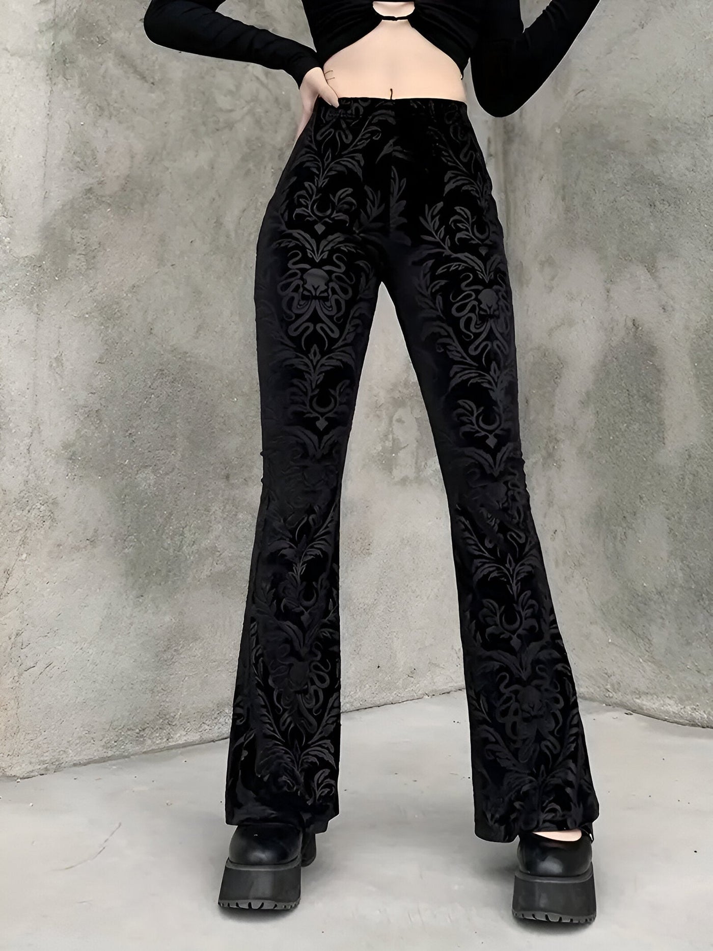 Bianca | Elegante Gothic Floral Schlaghosen