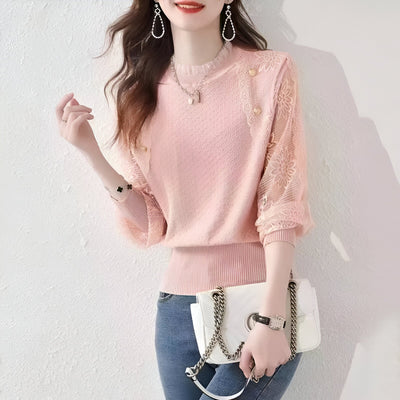 April | Strickpullover mit Spitzenärmeln