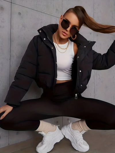 Dana | Ribbed Collar Puffer Jacket
