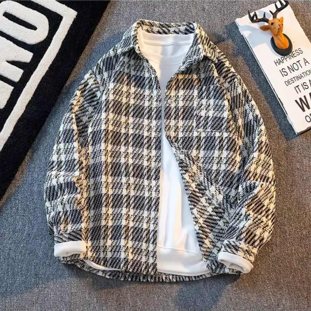 Karierte Strickjacke für Herren