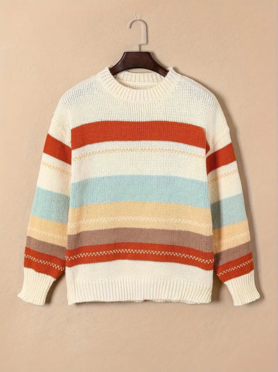 Sari - Gestreifter Rundhals-Strickpullover