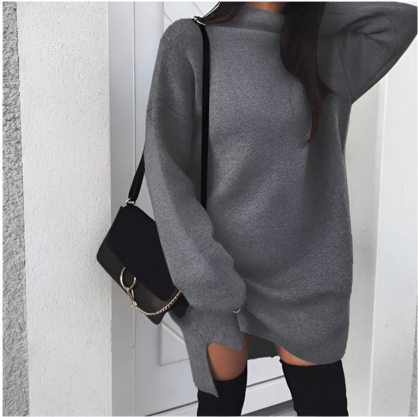 Saskia |  Herbst Oversized Rollkragenkleid