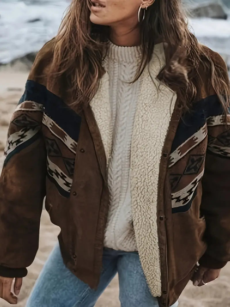 Jules | Aztec Snap Front Sherpa isolierte Jacke