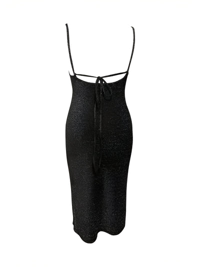 Esra | Schimmerndes Cami Kleid mit Schlitzsaum