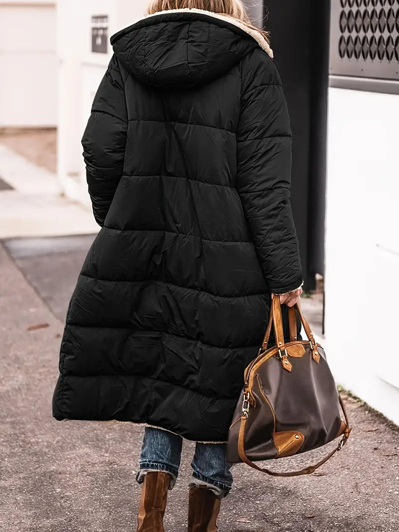 Arin - Beidseitig tragbare mittellange Strickjacke mit Kapuze für Frauen
