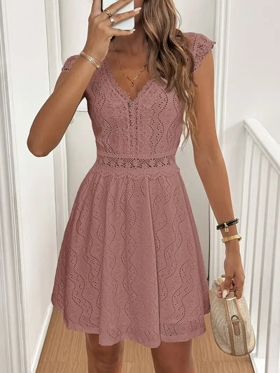 Avenleigh – Damen-A-Linien-Kleid mit Spitzenärmeln