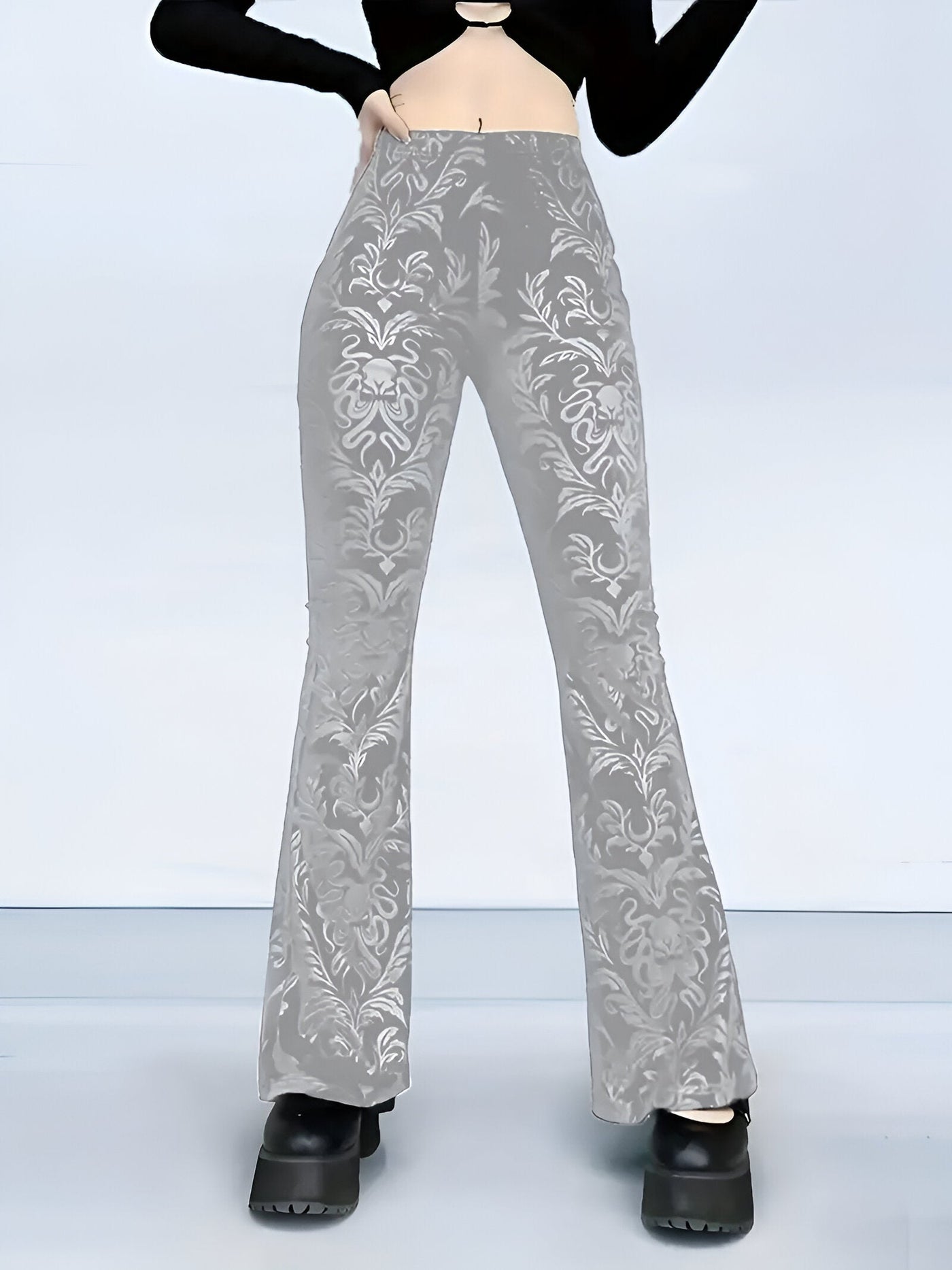 Bianca | Elegante Gothic Floral Schlaghosen