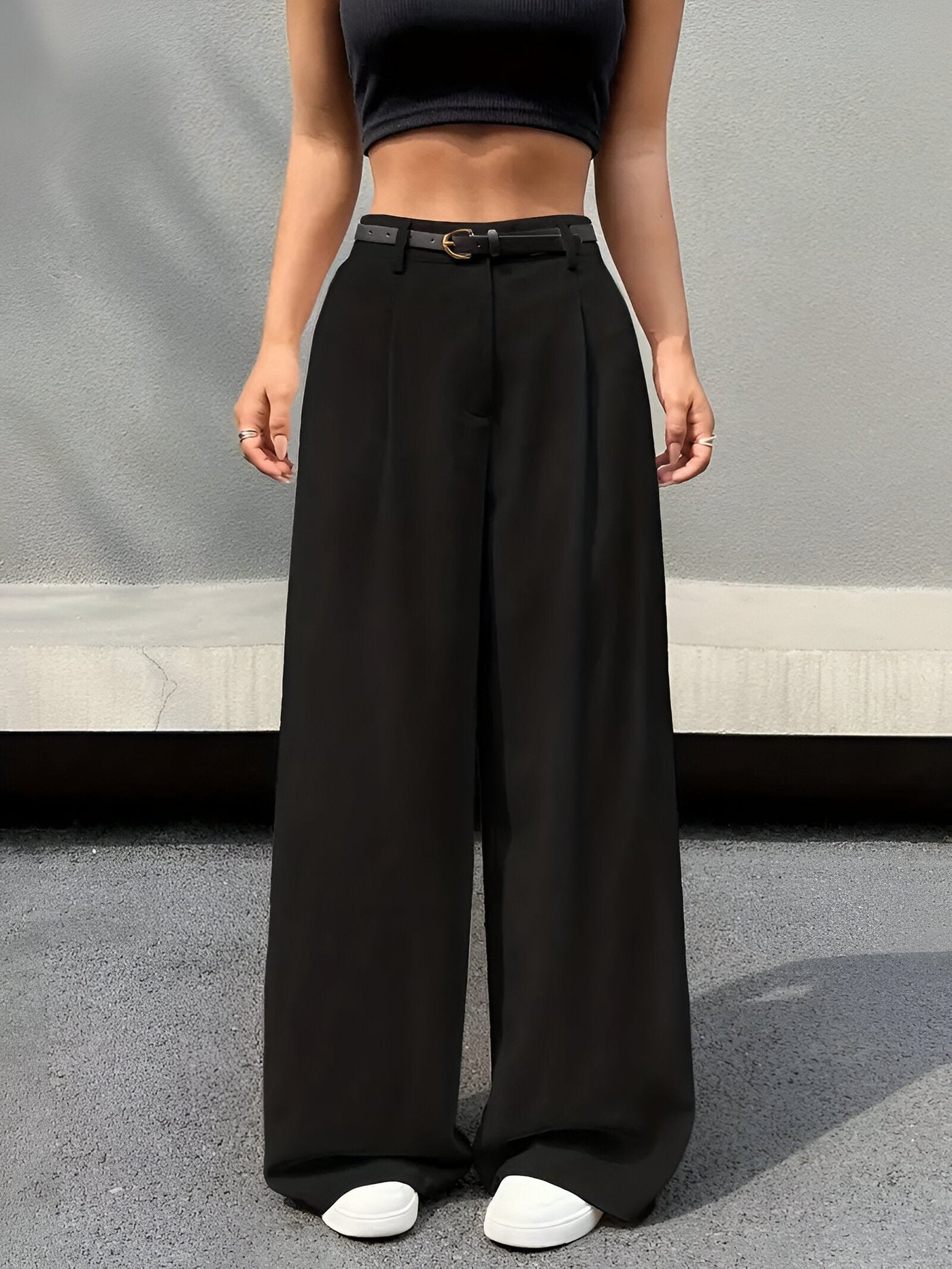 Irina | Elegante Hochtaillierte Plissierte Weite-Hosen