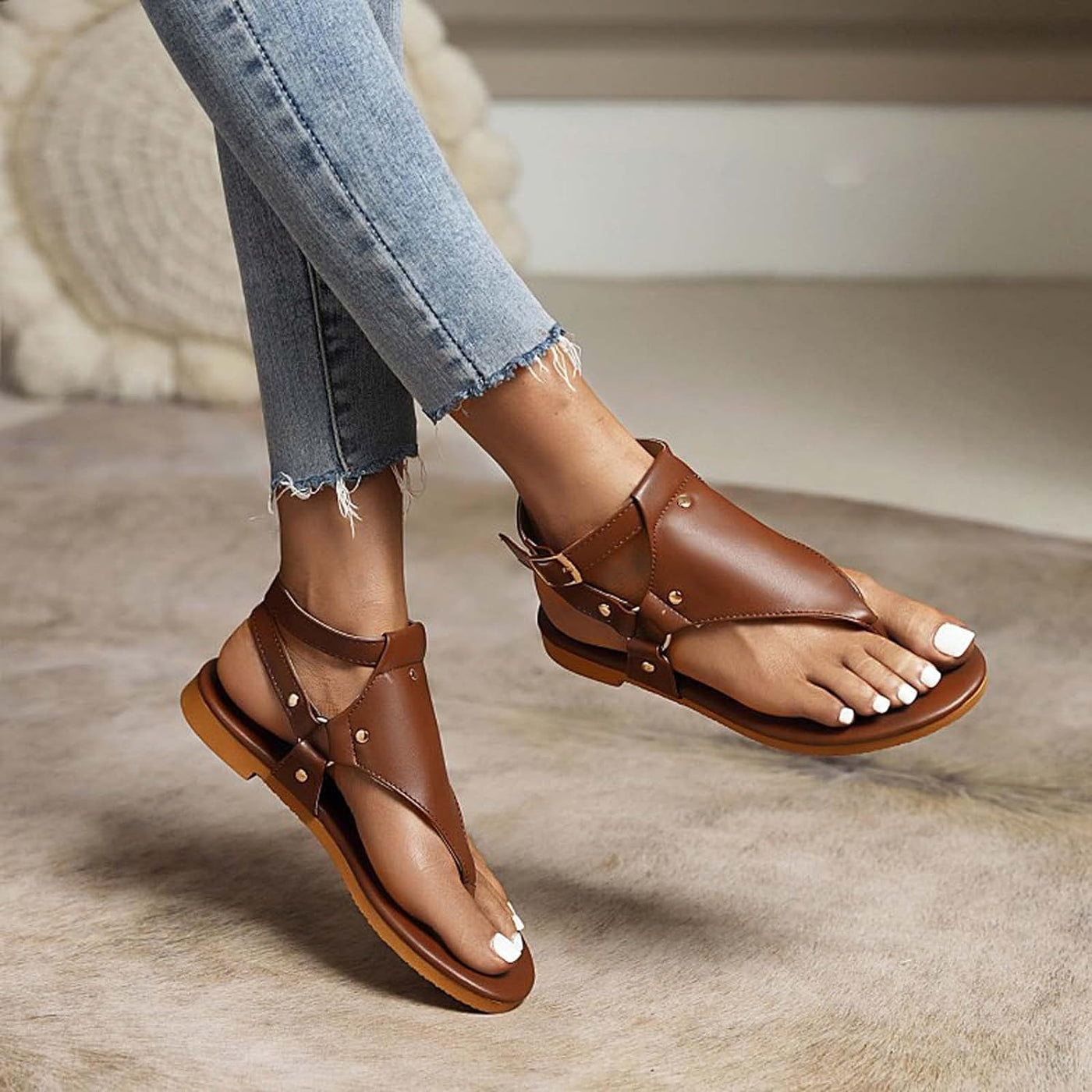 Kate - Damen Trendy Flache Sandalen