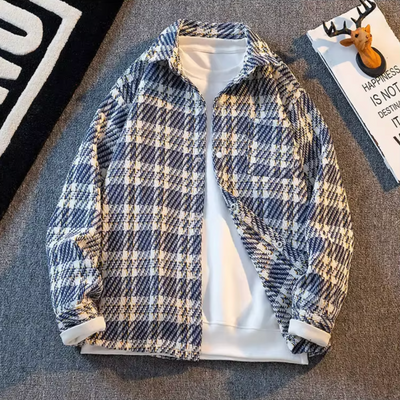 Karierte Strickjacke für Herren