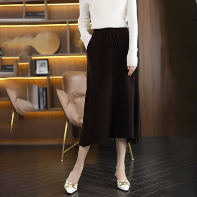 Siobhan | Wolle Herbst und Winter Retro Foreign Style langer Rock für Frau