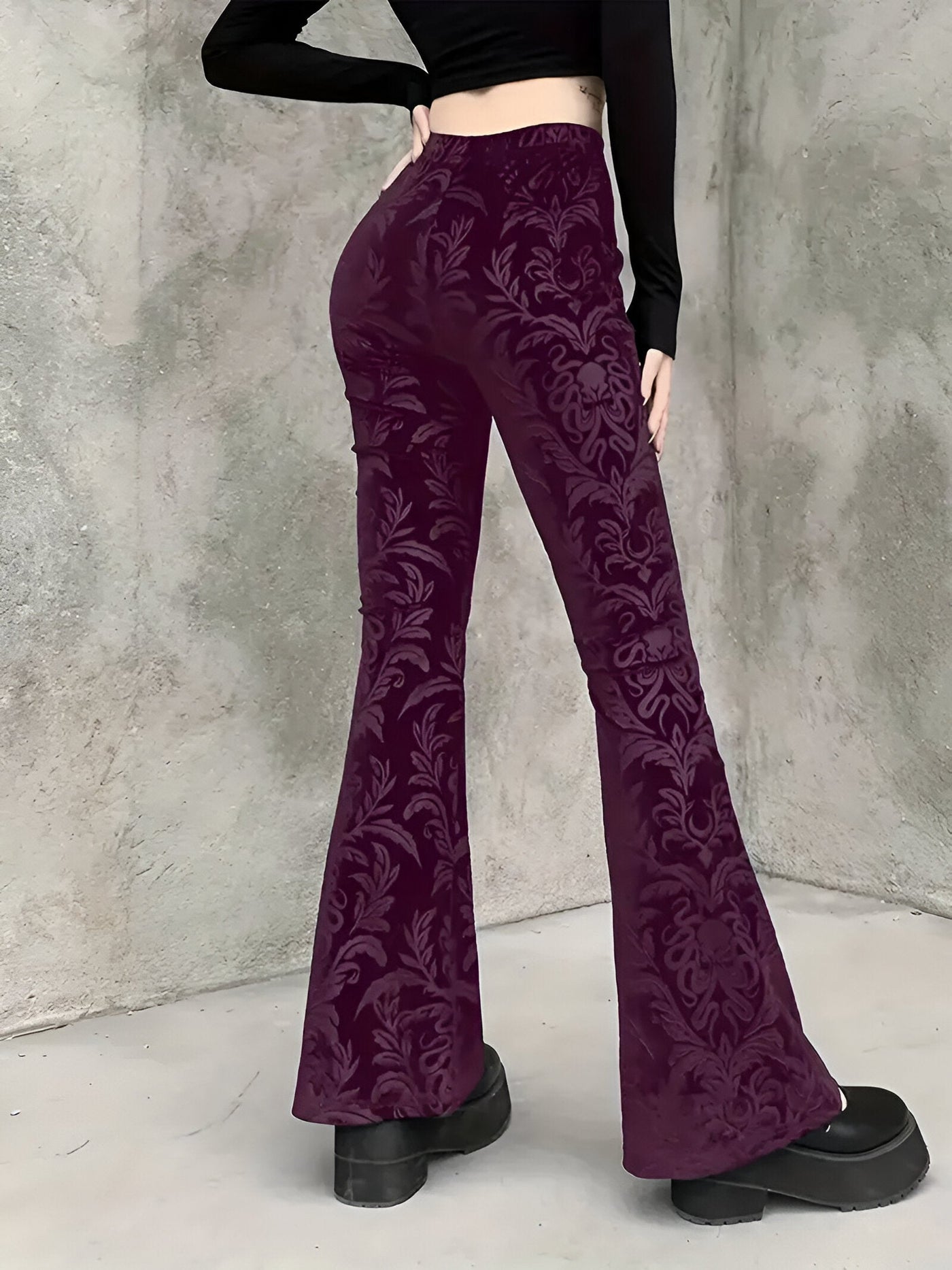 Bianca | Elegante Gothic Floral Schlaghosen