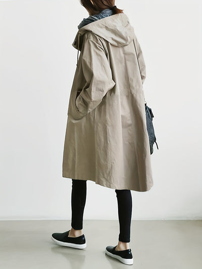 Florencia® | Langärmliger Trenchcoat mit Kordelzug und Kapuze