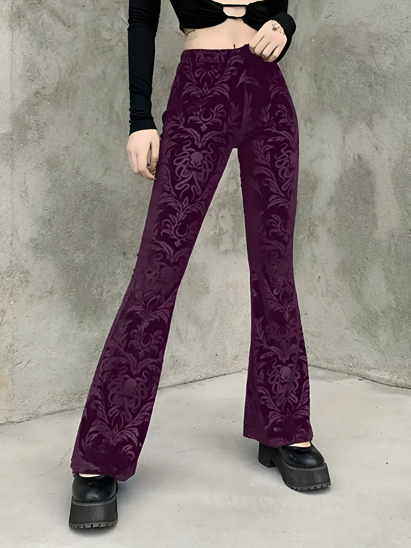 Bianca | Elegante Gothic Floral Schlaghosen