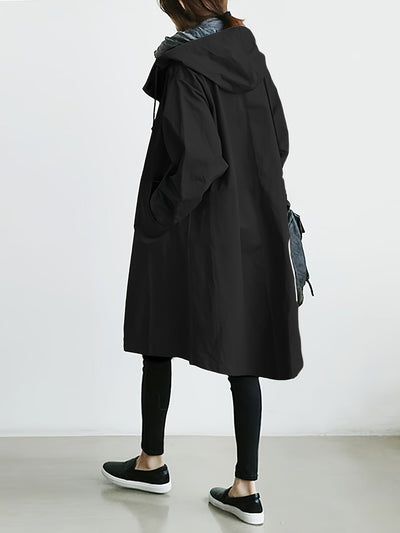 Florencia® | Langärmliger Trenchcoat mit Kordelzug und Kapuze