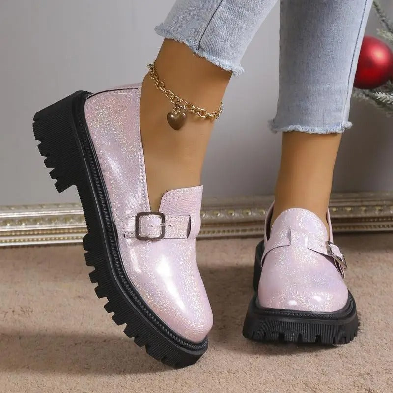 Maxime - Schimmernde Plateau-Loafer für Damen