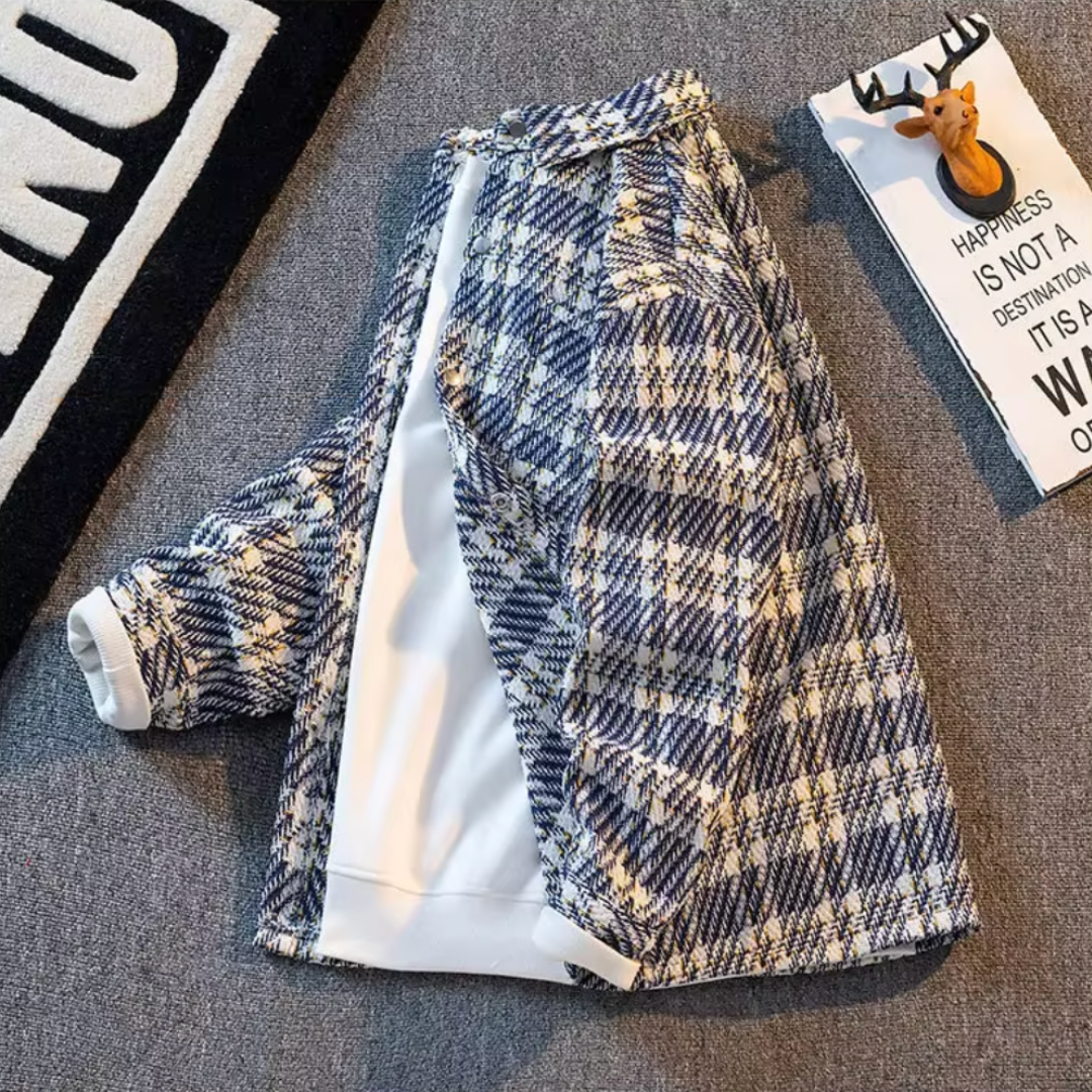 Karierte Strickjacke für Herren