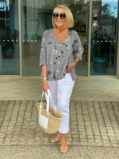 MARLOE - ELEGANTE BLUSE MIT BLUMENMUSTER