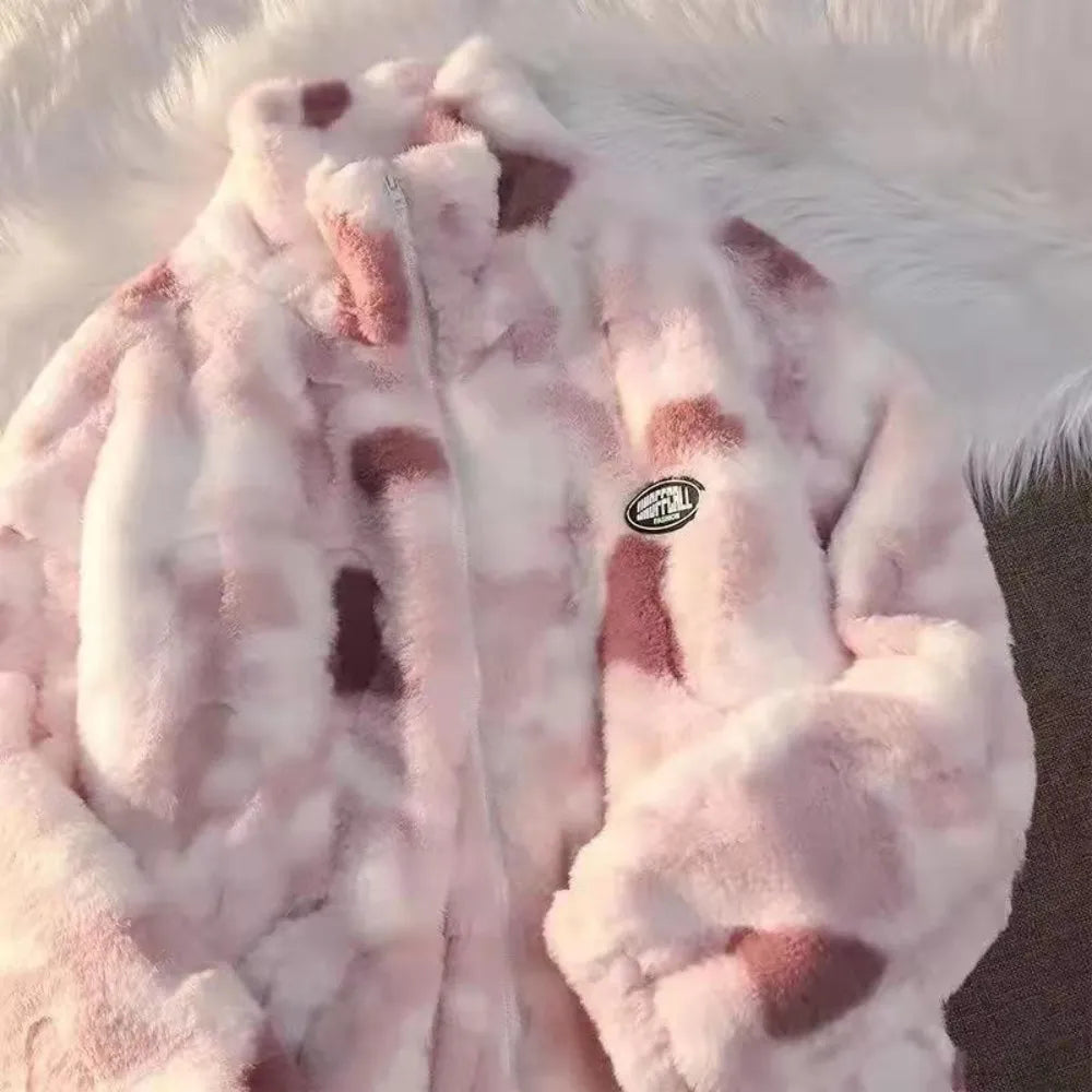 Samira | Neu Frauen Bogen Färbung Lamm Fleece Jacke