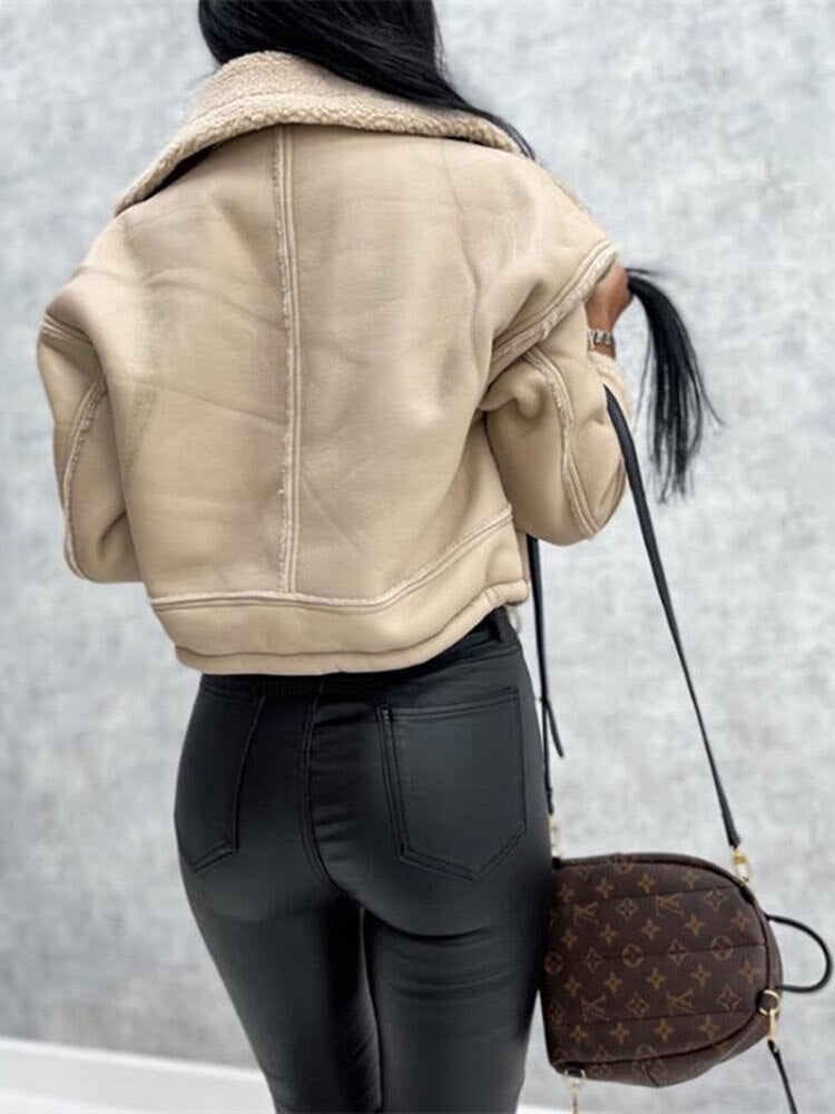Inés® | Lederjacke mit warmer Wolle
