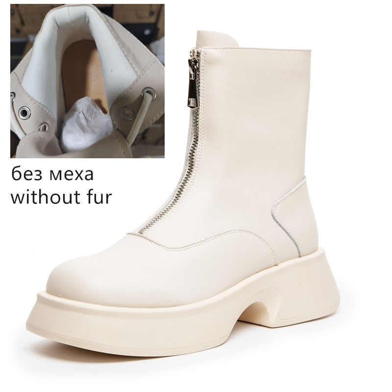 Andrea | Damen Leder Mode Winterstiefel