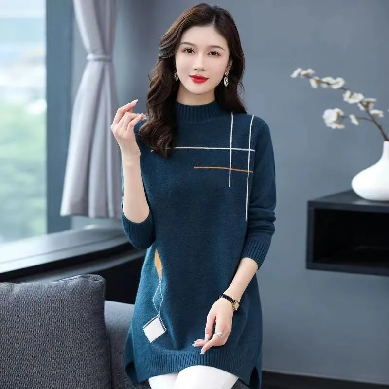Blue | Damen Pullover Pullover High-End Casual Strickkleid