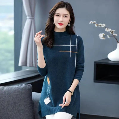 Blue | Damen Pullover Pullover High-End Casual Strickkleid