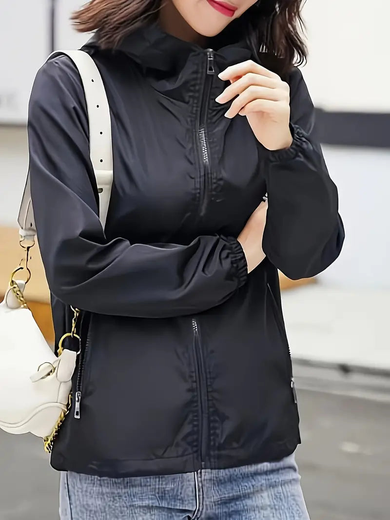 Winddichte Jacke mit Kapuze für Damen