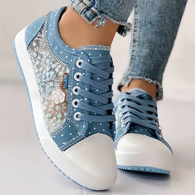 Amina - Blaue Canvas Sneakers für Frauen