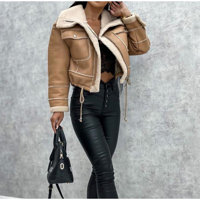 Inés® | Lederjacke mit warmer Wolle