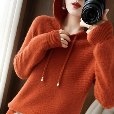 Sina | Kuscheliger Kaschmir-Wollmischung Kapuzen-Pullover-Mantel