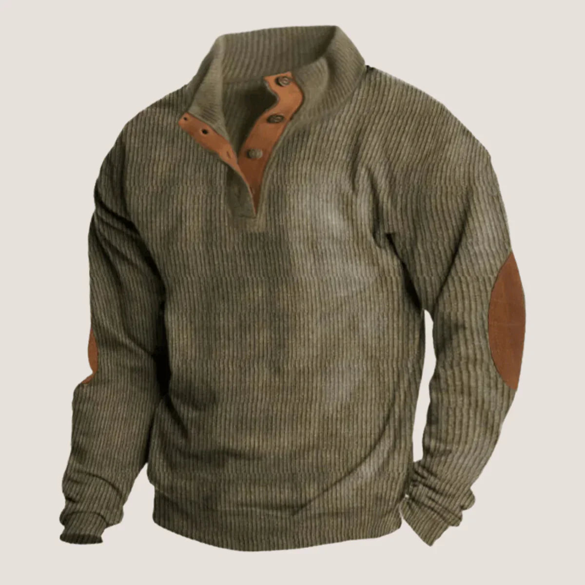 Caden Gerippter Pullover mit Knöpfen für Herren