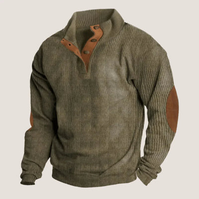 Caden Gerippter Pullover mit Knöpfen für Herren