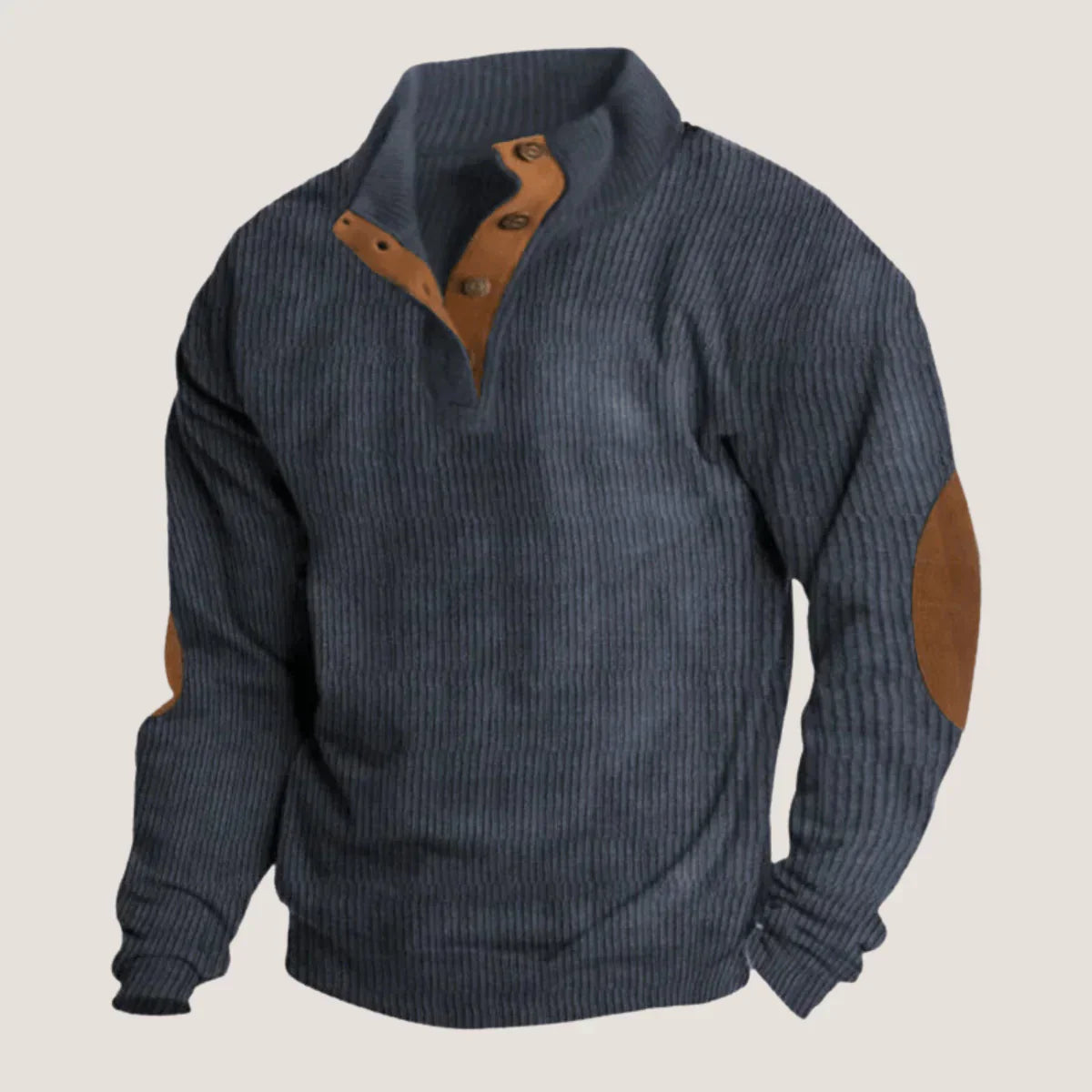Caden Gerippter Pullover mit Knöpfen für Herren