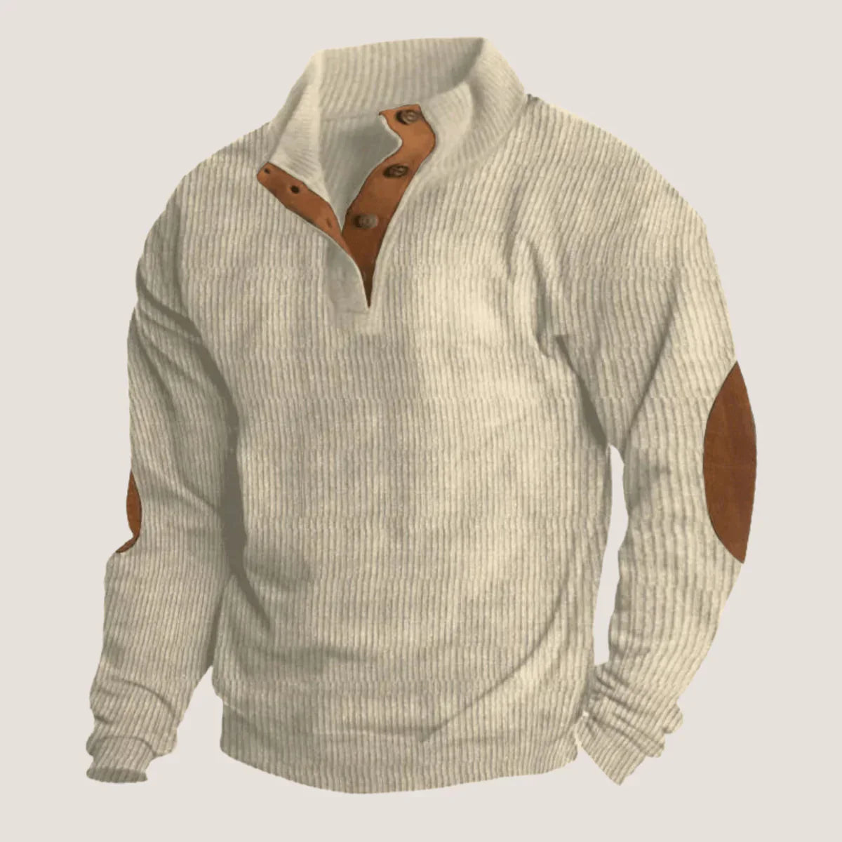 Caden Gerippter Pullover mit Knöpfen für Herren