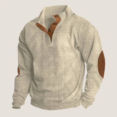 Caden Gerippter Pullover mit Knöpfen für Herren