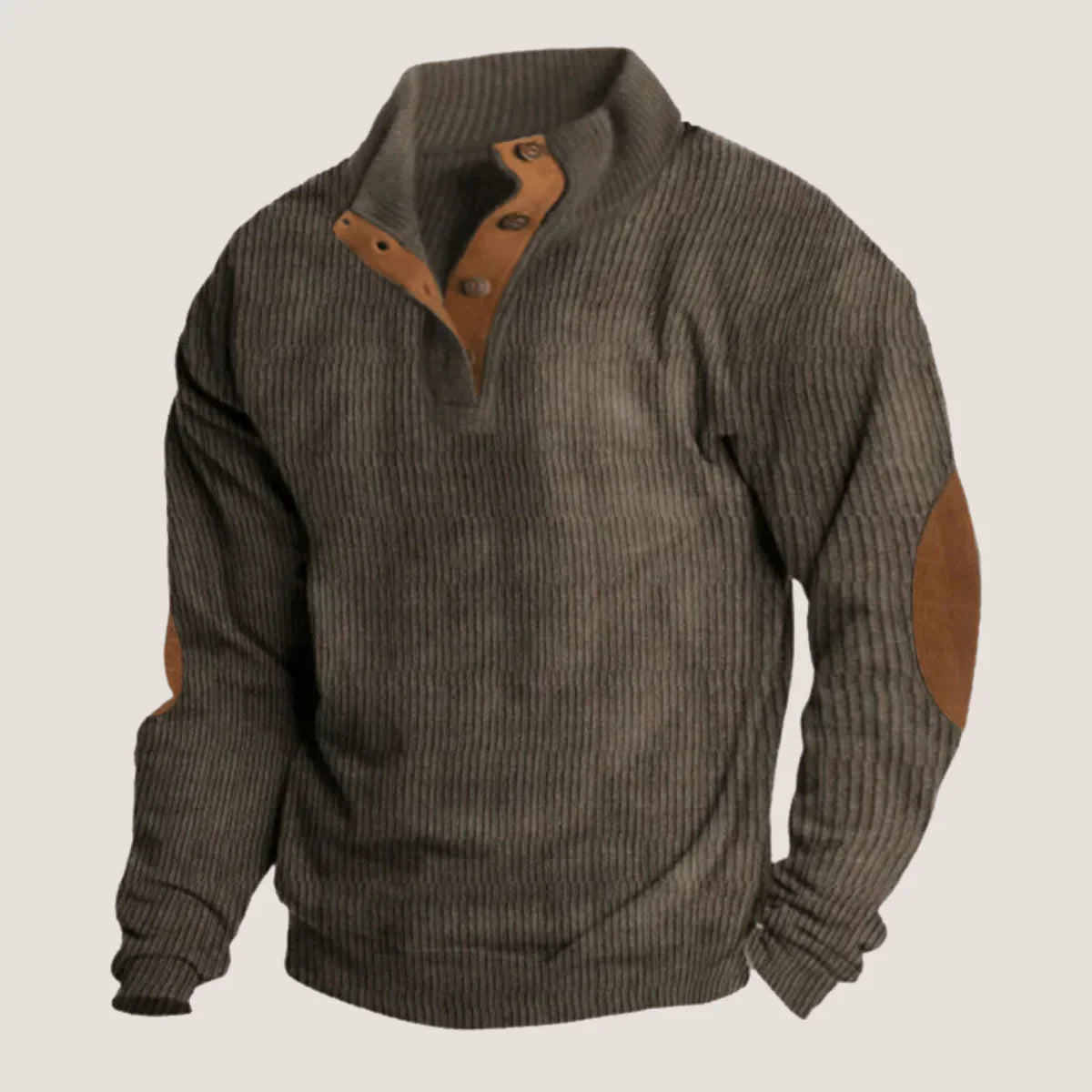 Caden Gerippter Pullover mit Knöpfen für Herren