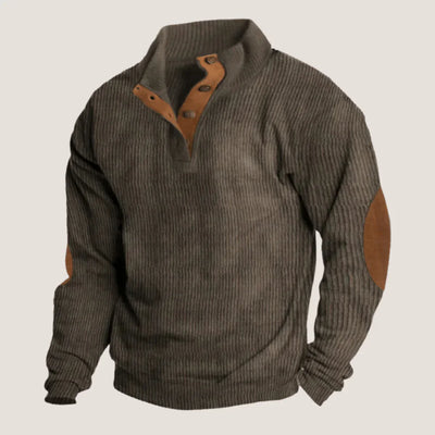 Caden Gerippter Pullover mit Knöpfen für Herren