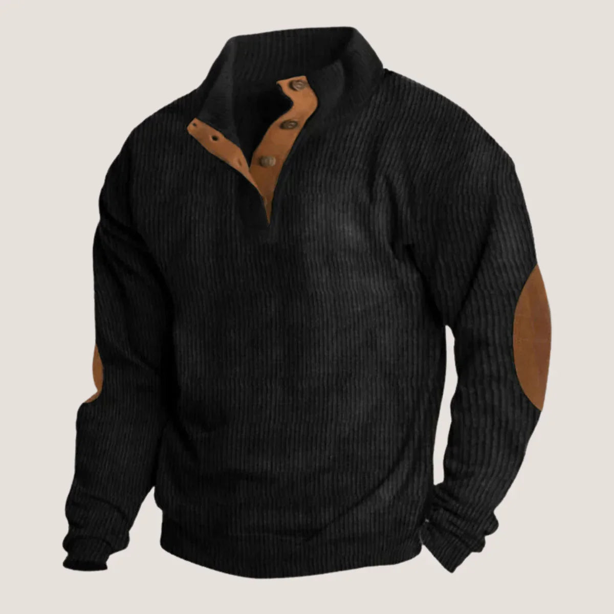 Caden Gerippter Pullover mit Knöpfen für Herren
