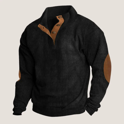 Caden Gerippter Pullover mit Knöpfen für Herren